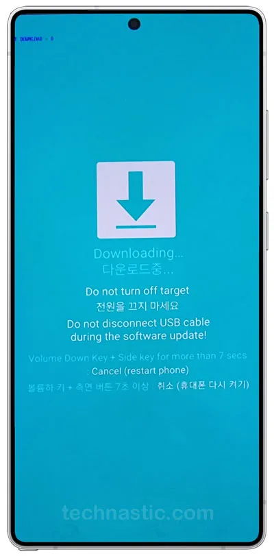 samsung download mode screen