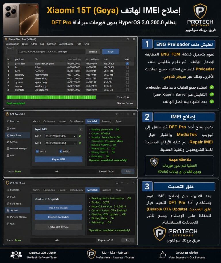 إصلاح IMEI لهاتف Xiaomi 15T (Goya) بنظام HyperOS 3.0.300.0 بدون فورمات عبر أداة DFT Pro 98 إصلاح IMEI لهاتف Xiaomi 15T (Goya) بنظام HyperOS 3.0.300.0 بدون فورمات عبر أداة DFT Pro - Photo 2026 06 27 08 37 09